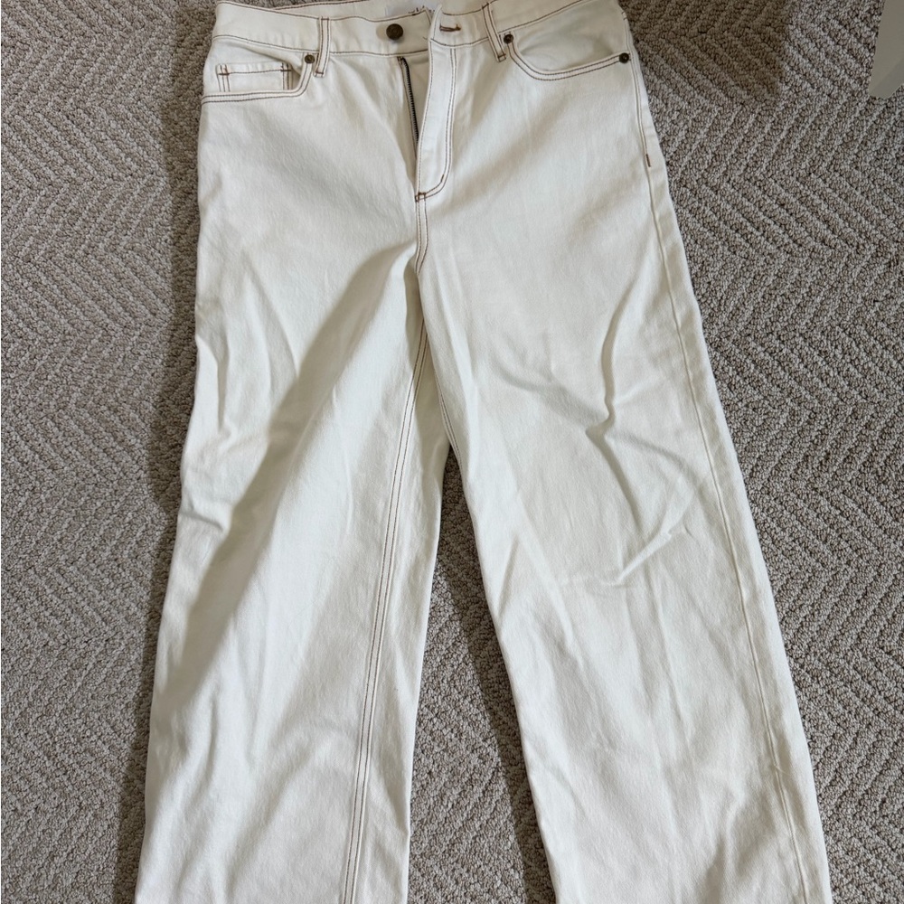 Women's White Wide-Leg Jeans Loft 27